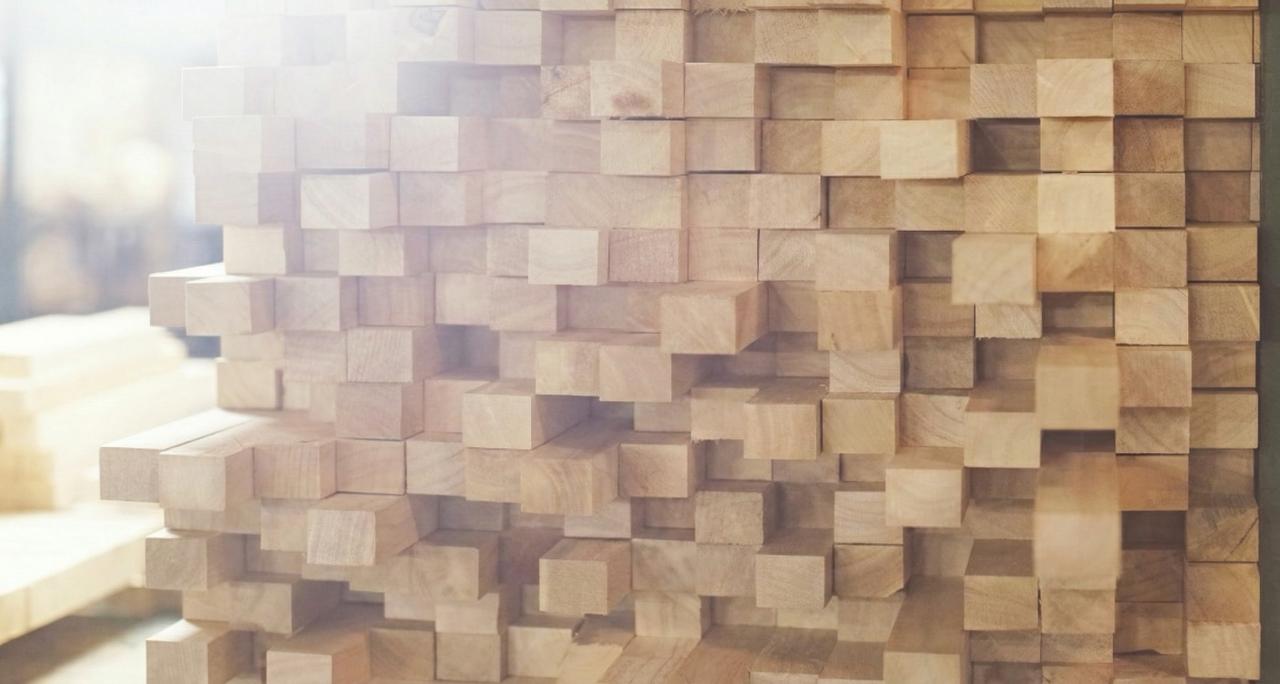 Timber cube wall — MBJ facility