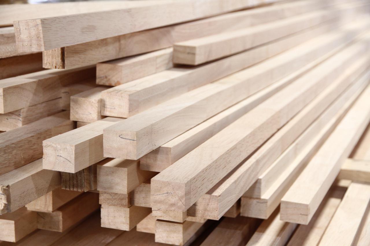 Stacked timber strips — raw material
